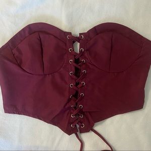 Maroon Cropped Corset Top